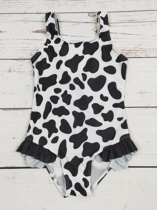 Cow Printed One Piece Girls Summer Swimsuit: 3T