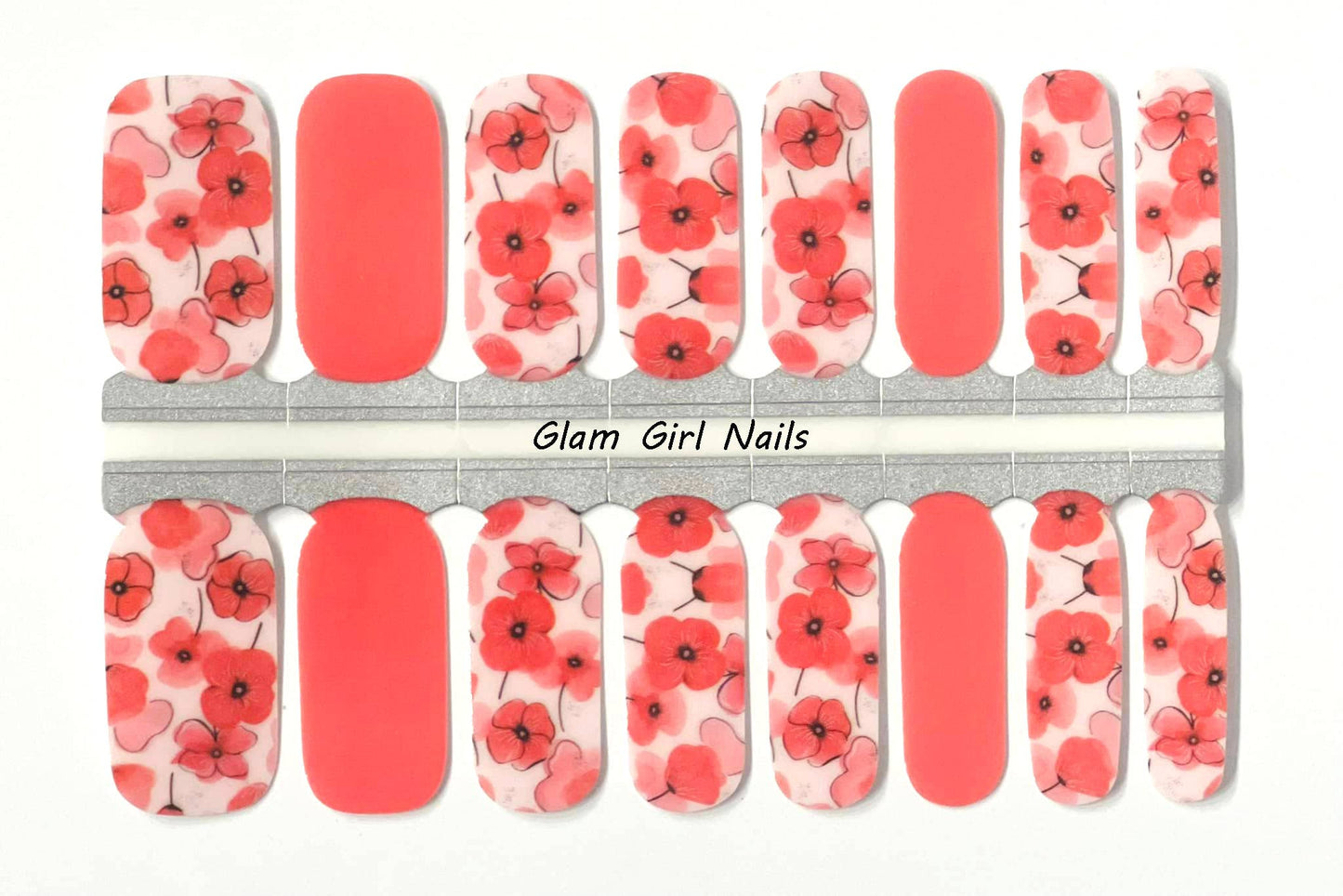 Spring Coral Floral Nail Wraps