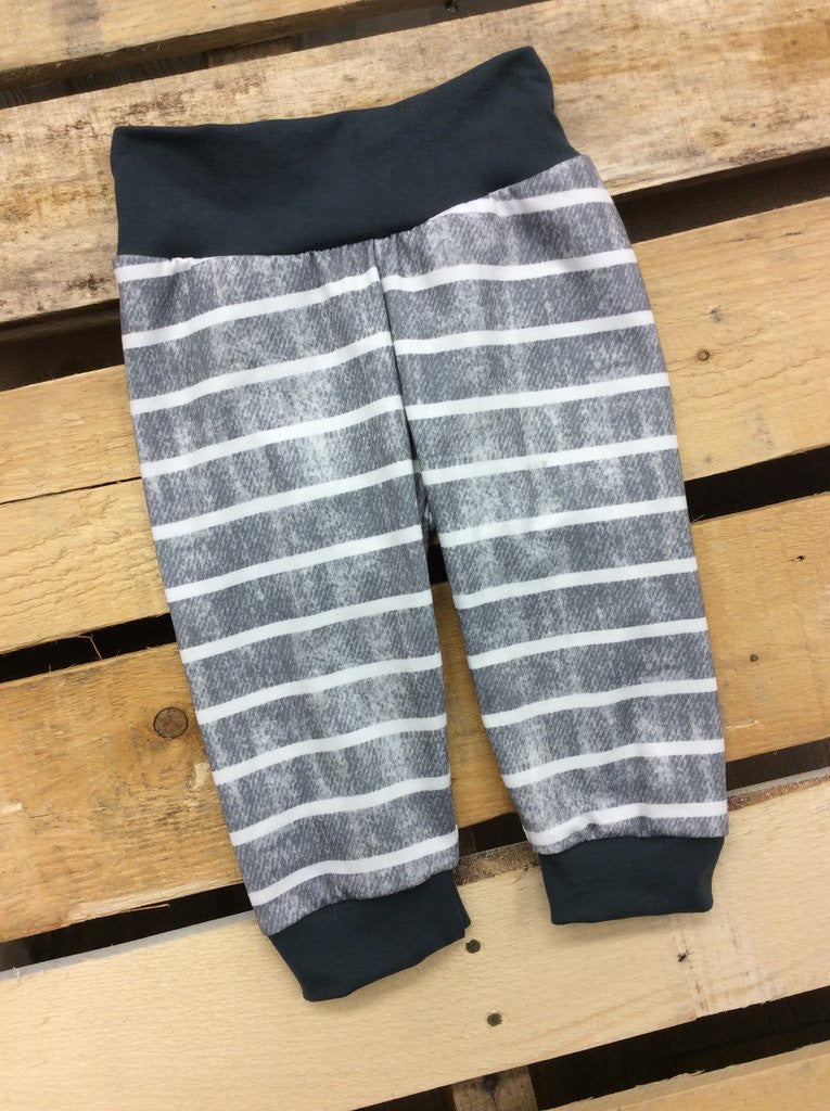 Handmade Finn Grey Distressed Stripe Joggers